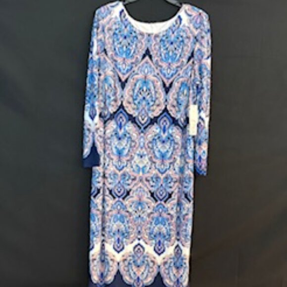 Eliza J, Elegant Blue 3/4 Sleeve Midi Dress with Slip – Size 16 - Picture 3 of 8